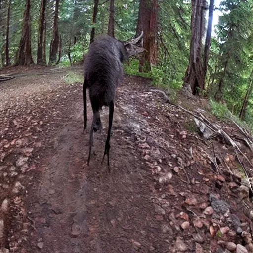 Prompt: the last thing you see before a wendigo attacks you, trail cam footage