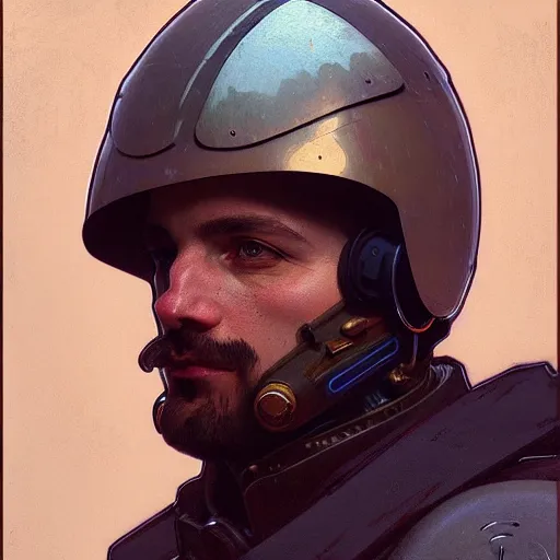 Image similar to portrait of a vicotrian engineer in suit with helmet by darek zabrocki and greg ruthkowski, alphonse mucha, simon stalenhag and cinematic and atmospheric, concept art, artstation, trending on artstation