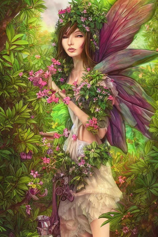 Image similar to book cover | plant fairy | digital painting | highly detailed | vivid colors | cinematic atmosphere | hyper detailed | yutaka kagaya