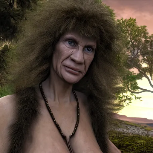 Prompt: Marjorie Taylor Green as a cavewoman, ultra detailed, 8k resolution, ultrarealistic