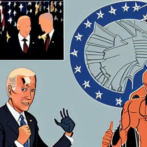 Image similar to joe biden awards batman with the presidential medal of freedom