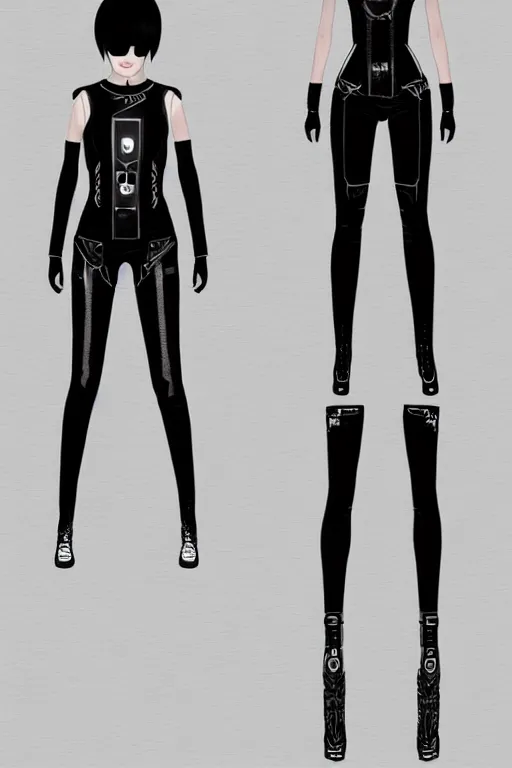 Prompt: full body portrait of punk girl clothing inspired by bladerunner and tron legacy, plain background, ultrafine detail, digital concept art, masterpiece!!!