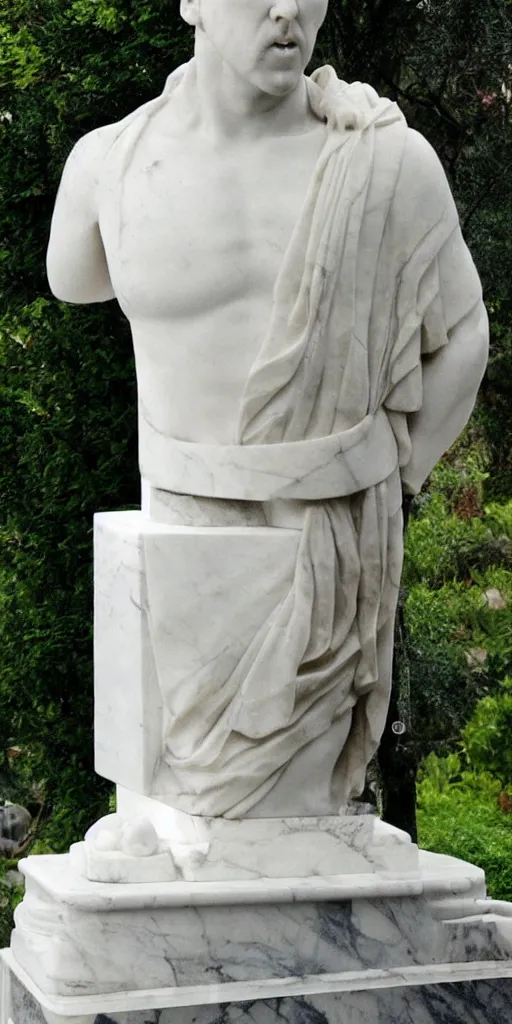 Image similar to beautiful marble statue of Nicolas Cage