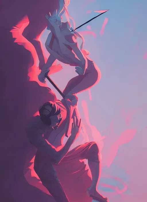 Prompt: a prince being being stabbed in the back, in the style of artgerm, gerald brom, atey ghailan and mike mignola, vibrant colors and hard shadows and strong rim light, plain background, comic cover art, trending on artstation