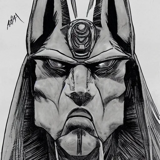 Image similar to portrait of Anubis, angry, in Travis Charest style