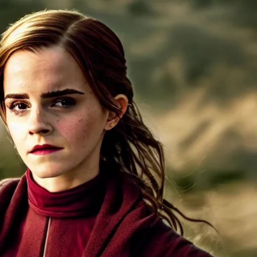 Prompt: film still. photograph. screenshot. emma watson as harry potter. extremely detailed. during golden hour. 4 k.