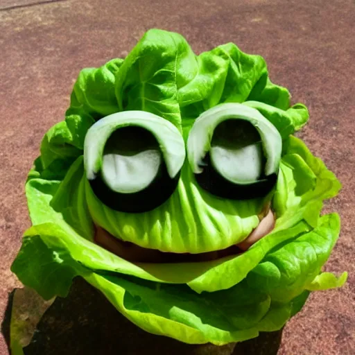 Image similar to lettuce with a trollface face