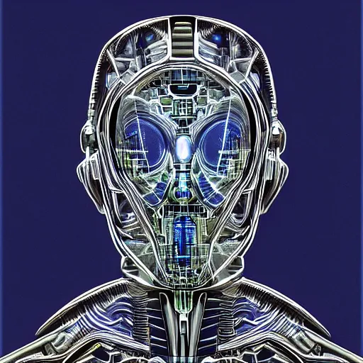 Image similar to a highly detailed symmetrical portrait of a cybernetic lifeform
