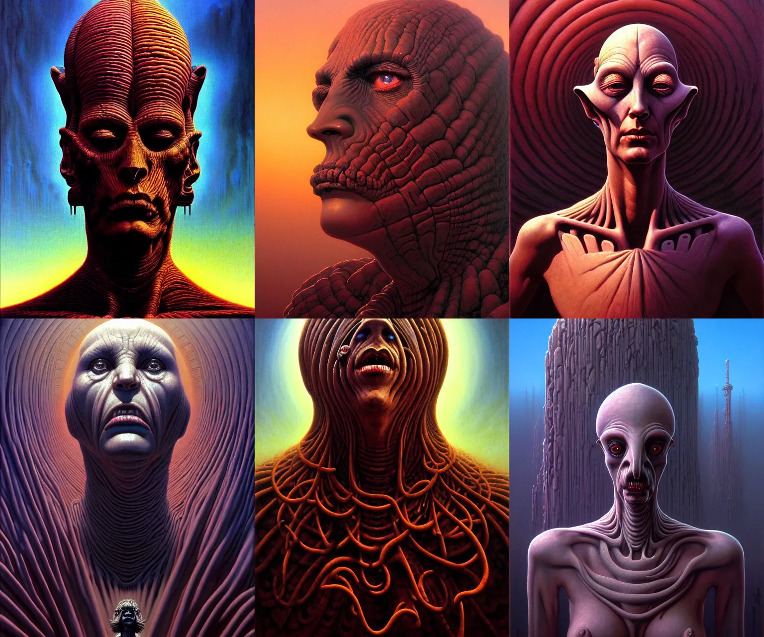 Prompt: a cinematic masterpiece bust portrait of a colossal gothic demon blockchain goddess of greed, grief, sorrow and despair, head and upper body only, by Wayne Barlowe, by Tim Hildebrandt, by Bruce Pennington, by Zdzisław Beksiński, by Paul Lehr, by oil on canvas, masterpiece, trending on artstation, featured on pixiv, cinematic composition, astrophotography, dramatic pose, beautiful lighting, sharp, details, details, details, hyper-detailed, no frames, HD, HDR, 4K, 8K