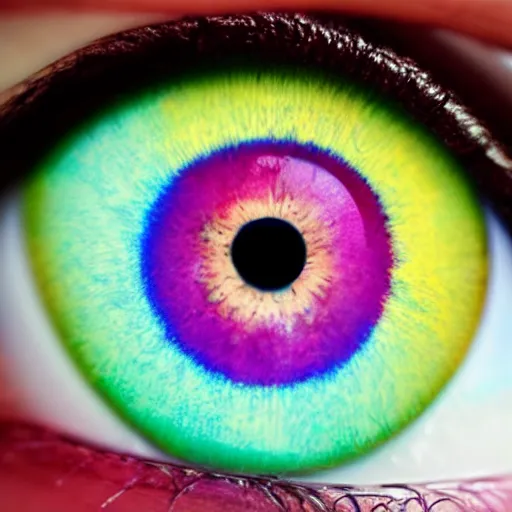 Image similar to eye with rainbow coloured cornea