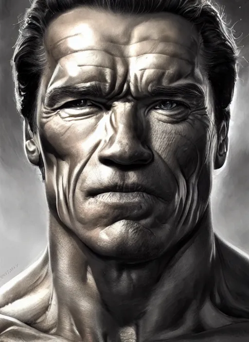 Image similar to Portrait Arnold Schwarzenegger, marvel comics, dark, intricate, highly detailed, smooth, artstation, digital illustration by Ruan Jia and Mandy Jurgens and Artgerm and Wayne Barlowe and Greg Rutkowski and Frank Frazetta