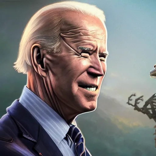 Image similar to joe biden as reptiloid, ultra realistic, concept art, intricate details, eerie, highly detailed, photorealistic, octane render, 8 k, unreal engine. art by artgerm and greg rutkowski and alphonse mucha