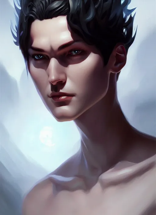 Prompt: Android Lucifer morningstar, slight smile, highly detailed, digital painting, artstation, concept art, sharp focus, illustration, art by wlop and J. C. Leyendecker and Edmund Bliar Leighton and Charlie Bowater