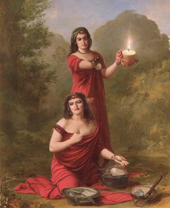 Image similar to photograph of a pagan female performing a fertility ritual