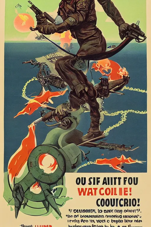 Image similar to a propaganda poster designed to convince people to enlist in the war against cthulu, 1 9 7 0 s,