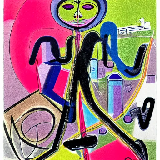 Image similar to a man about town by kenny scharf and johannes itten