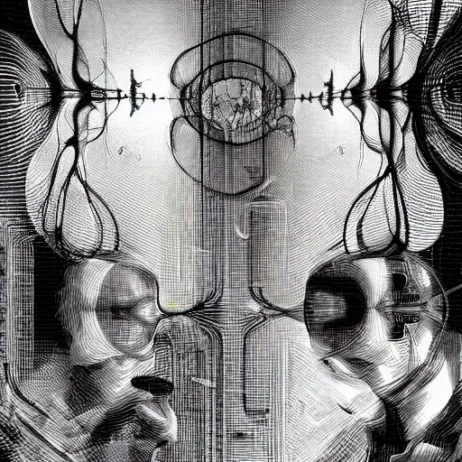 Image similar to humanity trapped in the neuromorphic metaverse blending minds with machines hyperdetailed surrealism