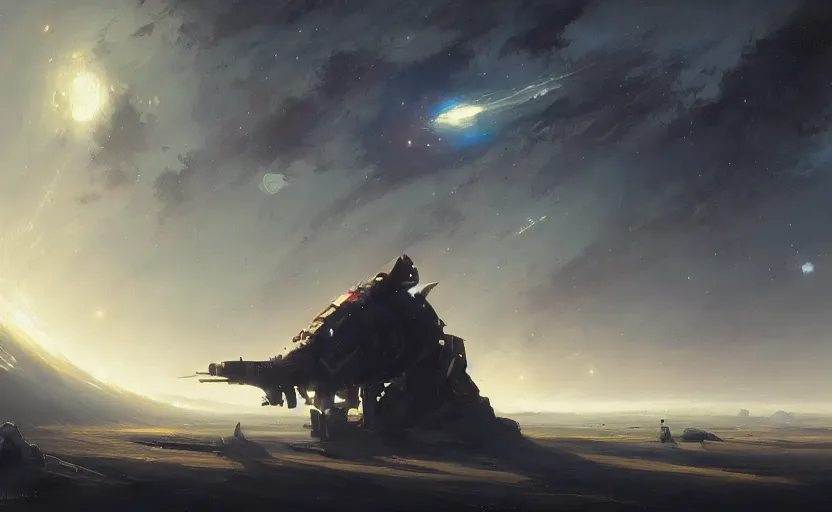 Image similar to A painting of 🌌🚀🌌🚀🌌🪐🌌🌌🪐🌌 trending on artstation in the style of Greg Rutkowski