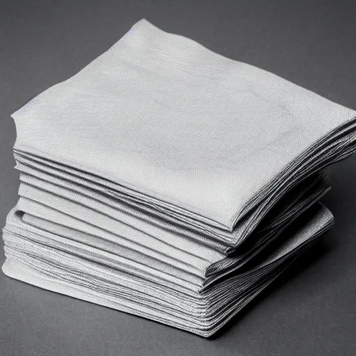 Image similar to stack of 4 light grey napkins, product photography, professional lighting