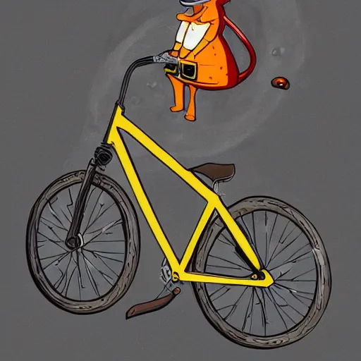 Image similar to bike made of swiss cheese wheels, a cartoonish rat riding the bike on the surface of the moon and, digital painting, greg rutowski, artstation