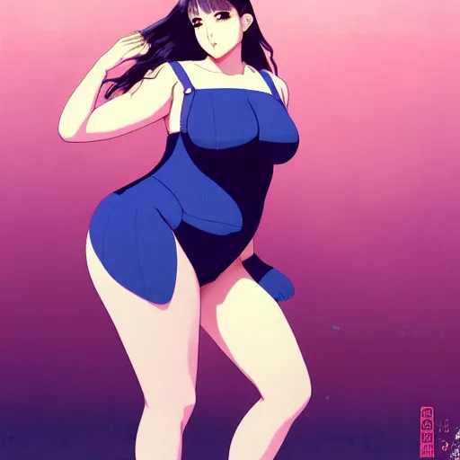 Prompt: a beautiful plus sized model japanese natalie portman, alluring plus sized model, wearing mayan leotard with overalls, street fashion hip hop style with mayan patterns, aztec street fashion, gapmoe yandere grimdark, trending on pixiv fanbox, painted by greg rutkowski makoto shinkai takashi takeuchi studio ghibli, akihiko yoshida