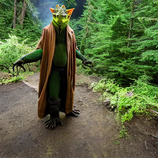 Image similar to photograph of a wizard lizard man at oregon hotsprings