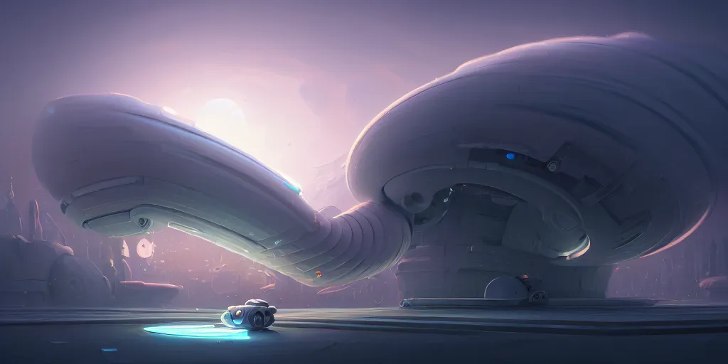 Image similar to beautiful digital illustration of a curvilinear robotic worm by Andreas Rocha, curvilinear architecture, fluffy pastel clouds, cinematic, architecture, concept art, deviantArt, artsation, artstation HQ, HD, 16k resolution, smooth, sharp detail, amazing depth, octane, finalRender, Unreal Engine