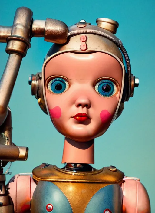 Prompt: highly detailed closeup, face profile portrait of a retro 1 9 5 0 s tin toy girl robot deep sea diver wearing a bikini, unreal engine, nicoletta ceccoli, mark ryden, earl norem, lostfish, global illumination, detailed and intricate environment