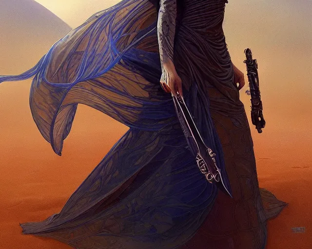 Image similar to portrait of saint alia atreides of the knife, blue eyes, eyes of the ibad, dune, science fiction, frank herbert, intricate, elegant, highly detailed, digital painting, artstation, concept art, sharp focus, illustration, art by artgerm and greg rutkowski and alphonse mucha