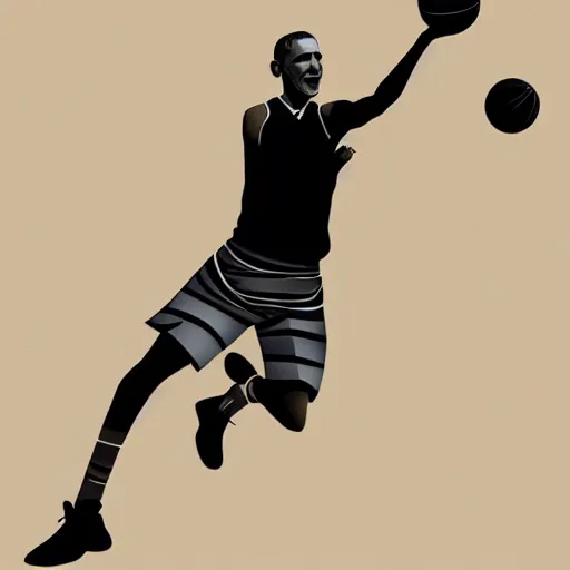 Image similar to obama playing basketball, black, maroon, and brown ink, detailed, hyperrealistic trending on artstation