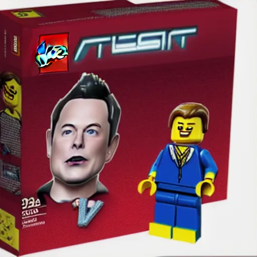 Image similar to lego minifig of elon musk looking angry