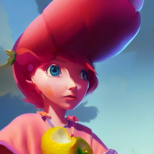 Image similar to painted portrait of a strawberry shortcake, fantastically pastel colors, octane render, matte painting concept art, official fanart behance hd artstation by jesper elsing, by rhads and makoto shinkai and lois van baarle and ilya kuvshinov and rossdraws