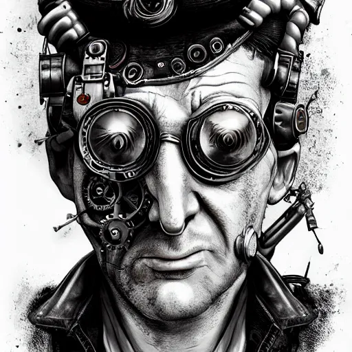 Prompt: portrait of herman brood, steampunk art, fantasy style, super high detail, super high quality, talented artist, trending on artstation, machinarium