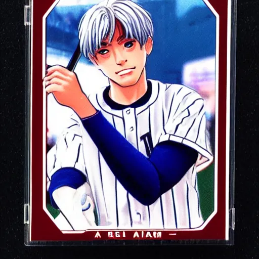 Image similar to rei ayanami baseball card