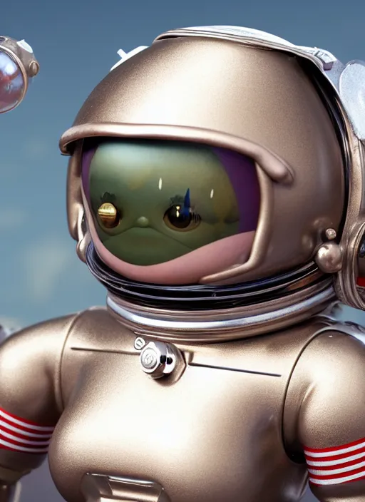 Prompt: highly detailed closeup, profile portrait of a tin toy spacegirl astronaut, bikini, unreal engine, nicoletta ceccoli, mark ryden, earl norem, lostfish, global illumination, detailed and intricate environment