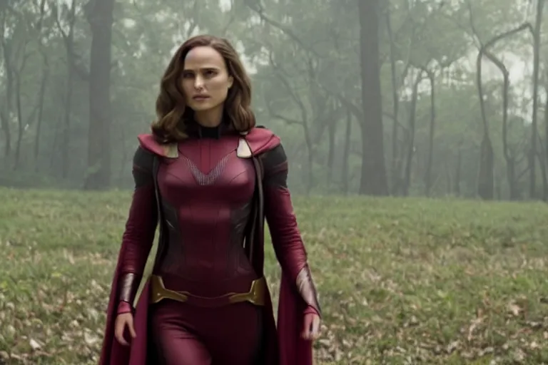 Prompt: film still of Natalie Portman as Wanda Maximoff in Avengers infinity War