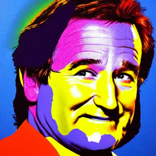 Prompt: rainbow robin williams. pop art