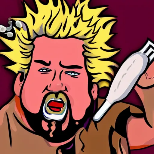 Image similar to Guy Fieri drowning himself in gravy sauce in flavor town, 4k, food, sauce, gravy