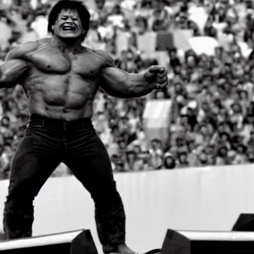 Image similar to hulk performing at woodstock