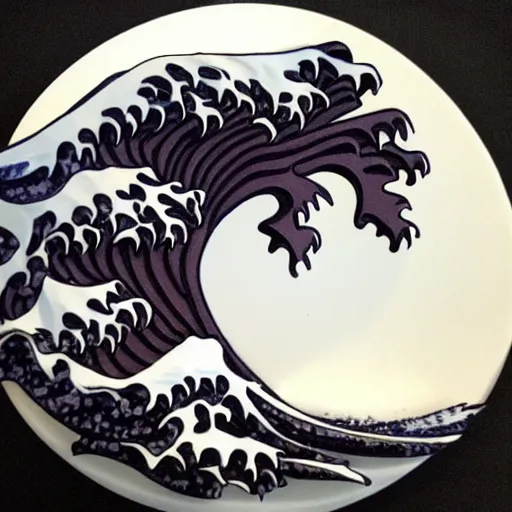 Prompt: the great wave made of choccolate