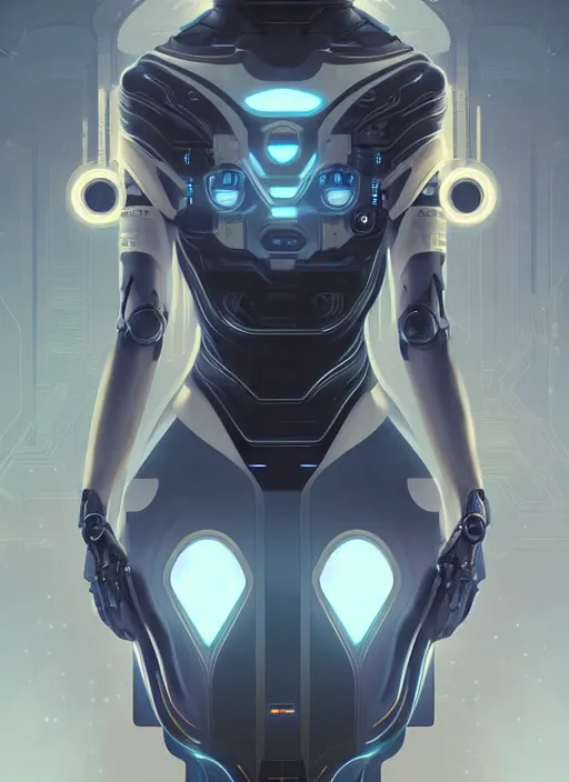 Image similar to symmetry!! android robot, tech wear, scifi, glowing lights!! intricate elegant, highly detailed, digital painting, artstation, concept art, smooth, sharp focus, illustration, art by artgerm and greg rutkowski and alphonse mucha