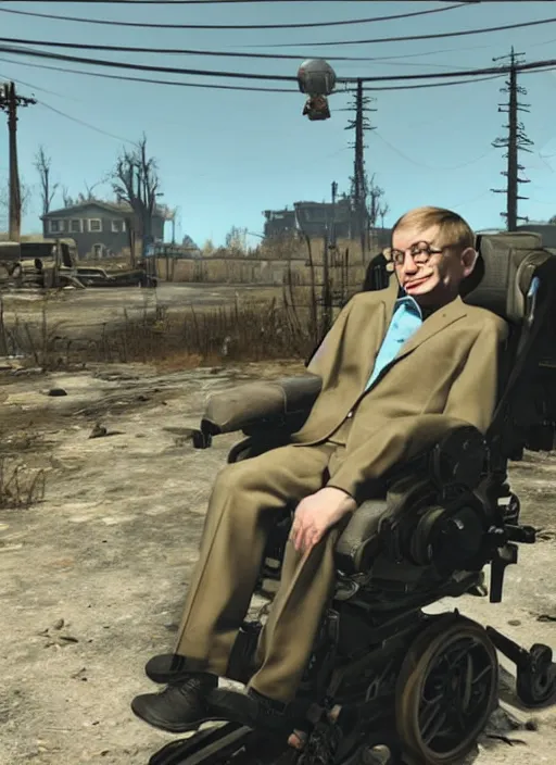 Image similar to Stephen Hawking in fallout 4