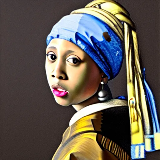 Prompt: tyler the creator as girl with a pearl earring