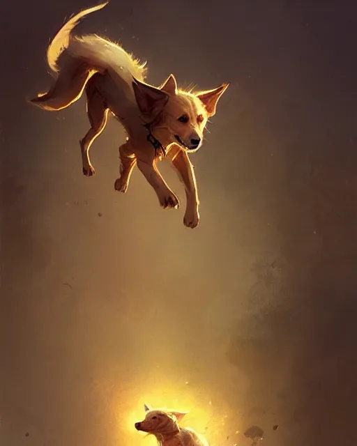 Prompt: a cute magical flying dog, fantasy art drawn by disney concept artists, greg rutkowski, golden colour, high quality, highly detailed, elegant, sharp focus, concept art, character concepts, digital painting, mystery, adventure