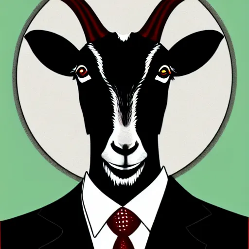 Prompt: detailed portrait of vladimir putin in the form of a goat with a pentagram on the background