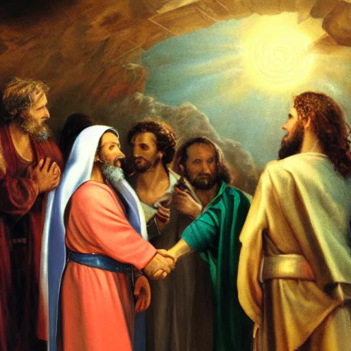 Image similar to the Jewish Messiah welcoming the redeemed into heaven