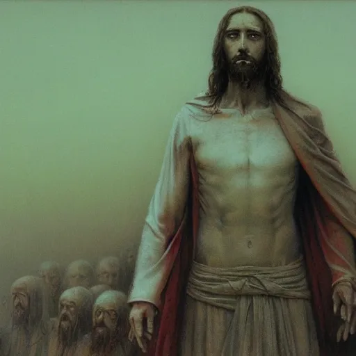 Prompt: suffering of Jesus Christ, highly detailed, artstation, by Beksiński
