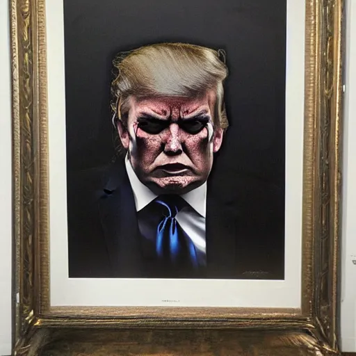 Prompt: Portrait by H.R.Giger of Trump Abomination, photo-realistic, 2K, highly detailed