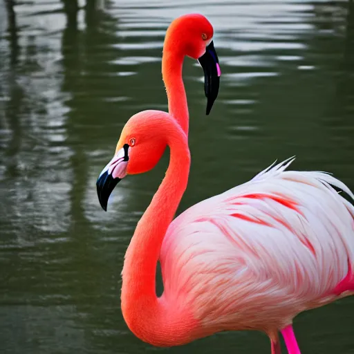 Image similar to A flamingo with human arms, photography, realistic