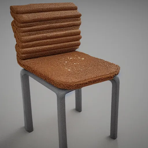 Image similar to chair made from biscuits, new product, realsitic, photorealistic, 8k render, photography